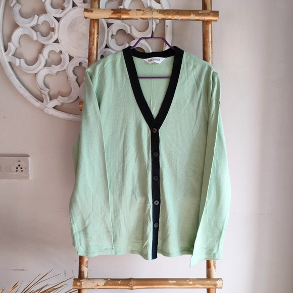 Mint and Navy Escalier Cardigan - Picture 15 of 17